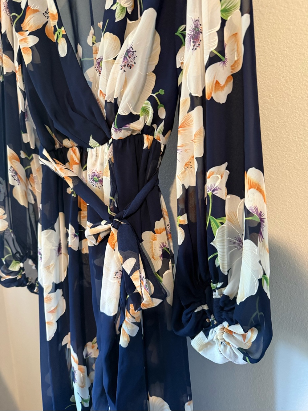 Fashion nova Floral Wrap Midi Dress - Navy - Picture 5 of 10